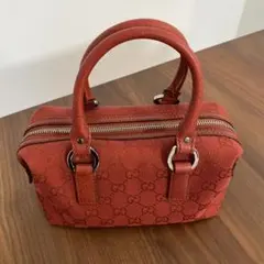 美品 グッチ GG ミニボストン バッグ 赤