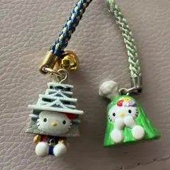 ハローキティ ご当地キティ　熊本県限定　熊本城　阿蘇山　ストラップ　根付け