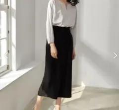 グリーンレーベルリラクシング　 アシンメトリータック ベルト ワイドパンツ