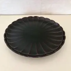 미사용 茶道具 菓子器 菊皿 21cm 溜塗 漆器 菓子鉢 七寸 盛り皿
