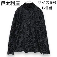 伊太利屋 パイル ベルベット フラワー ブラウス スパンコール カットソー 11のサムネイル