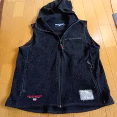 POLO SPORT フリース ベスト フード付き ブラック