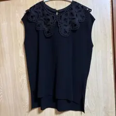 美品♡Mystrada ノースリーブ ニット 黒 襟付きのサムネイル