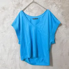 ZARA♡レディース Vネックトップス ブルー S