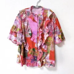 【 フラボア 】　チューリップ & アンブレラ　ブラウス　フリル　ピンク 花柄のサムネイル