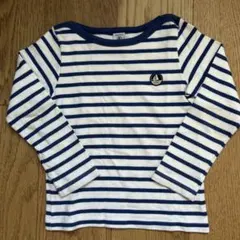 プチバトー　長袖カットソー 白/青ストライプ 6歳