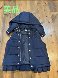 petit main フード付き中綿ベスト S ネイビー