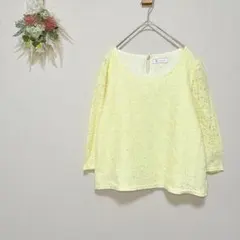 ロペピクニック 【38】 レーストップス 七分袖 イエロー きれいめ 美品 春