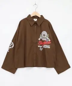 ScoLar 163620：2素材展開 ポップロゴお花バックプリントシャツのサムネイル
