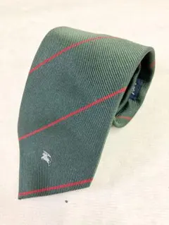 ★Burberrys グリーン ストライプ ネクタイ 絹100％