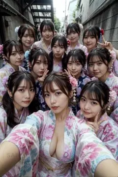 夏祭り、みんなに囲まれて｜AIフォトポスター A4｜MRC-0894