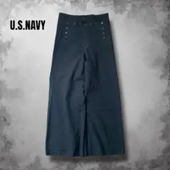 US.NAVY実物 セーラーパンツ ジッパーフライ ワイドレッグ ウールパンツ