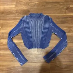 PAGE BOY ページボーイ ハイネック リブニット ブルー F クロップド丈