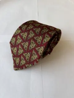 CHANEL 幾何学模様 シルクネクタイ ペイズリー柄 総柄 レッド