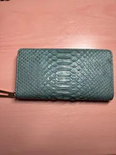 【今だけ値下げ期間中12月6日まで】ヘビ革 長財布グリーン 【パイソン財布】