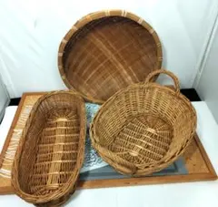 夢*堂様 ラタン天然素材のバスケット3個セット