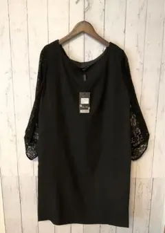 【セール】レディース　袖レースワンピース　【ブラック】　入学式卒業式