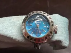 稼働品　SEIKO リングウォッチ　指輪　六角 ブルー　1970年代手巻時計 稼働品 SEIKO リングウォッチ 指輪 六角 ブルー 1970年代手巻時計