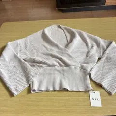 GRL カシュクール リブニット 長袖 ベージュ