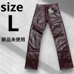 dualレッドレザー製バーガンディパンツ ✨新品タグ付き✨牛革デュアルライダース