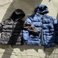 ダウンコート 2色セット (黒・青)