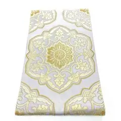 袋帯 川島織物 花菱 金色 正絹 本袋帯 京都 西陣 川島織物 高級 正絹 金糸 朱色 黄緑 ピンク ゴールド