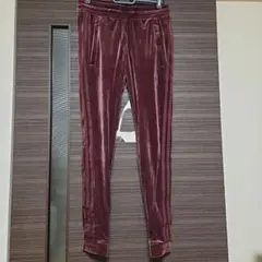 adidas ベルベット ストレートパンツ バーガンディベロア