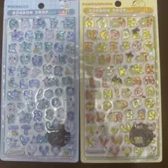 サンリオ文字ボンボンドロップシール　moji サンリオポムポムプリンシナモロール