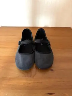 ZARA バレエシューズ 26 約16.5cm ベロア グレー ブラック キッズ