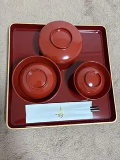 赤い漆器セット お食い初め用