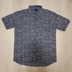 【送料込】m.f.editorial ネイビー花柄半袖シャツ LL