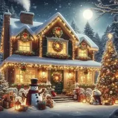 ダイヤモンドアート　キット　クリスマス　雪だるま　風景　ビーズアート