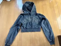 WEGOクロップド丈 パーカー ヴィンテージ加工