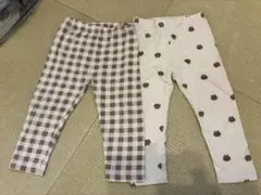 チェック柄80 クマ柄90 パンツセット　ズボン