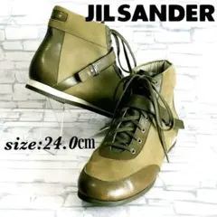 JIL SANDER レザー×スエード レースアップ ベルト ブーツ 24cmのサムネイル