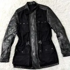 DIESEL BLACK GOLD ラムレザー 切替 ジャケット 46 黒