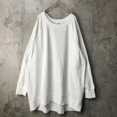 Y3076古着 トレーナー スウェット ラグラン 白 無地 90s Y2K