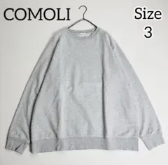 comoli インレイ起毛長袖クルーネック 薄手スウェット グレー