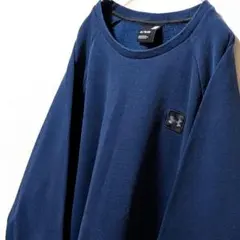 アンダーアーマー ロゴ刺繍 スウェットトレーナー ネイビー 紺色 XL 古着のサムネイル