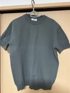 ニットTシャツ グリーン 緑　クルーネック Tシャツ 半袖