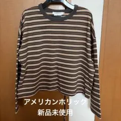 【新品未使用】AMERICAN HOLIC マルチボーダーカットプルオーバー　M