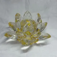 【風水・金運】クリスタルガラス 蓮の花 置物 ロータス 黄金色 サンキャッチャー