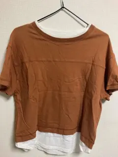 ikka レイヤード風 半袖Tシャツ オレンジ Mのサムネイル