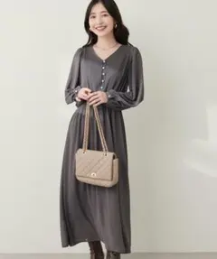 natural couture ピンタックプリーツお上品ワンピース