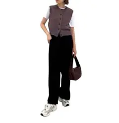 UNITED ARROWS ウール混 ニットベスト ブラウン - メルカリ