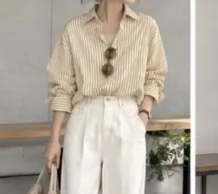 ミームセレクト❤︎カラーストライプオーバーシャツ⭐︎マスタードイエロー⭐︎超美品！