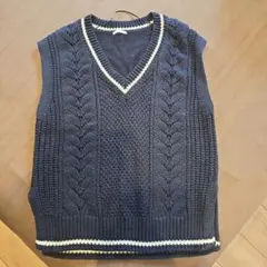 ネイビー Vネック ニットベスト