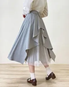 アンアナザーアンジェラス　ベルト付きバックラッフル フレアースカート