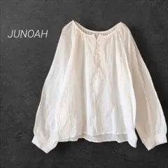 新品✨️ジュノア JUNOAH シアー長袖ブラウス【F】オフホワイト 体型カバーのサムネイル