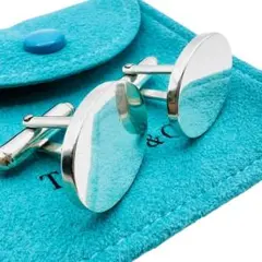 Tiffany & Co. シルバー 925オーバルカフリンクス TIFFANY&Co.（ティファニー） カフス オーバル ネイビーライン SV925